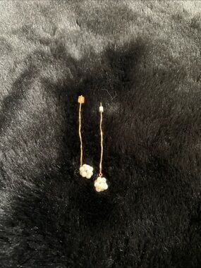 Gold Pearl Cluster Threader Earrings - from Japan 🇯🇵 Elegant Drop Design